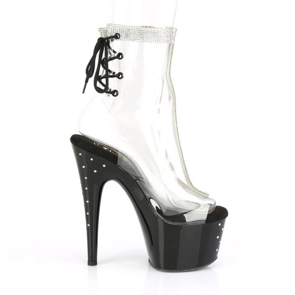 Shoes | Clear Platform Rhinestone High Heel Lace Up Ankle  Rhinestone Platform Clear Lace Up High Heel Ankle Boots